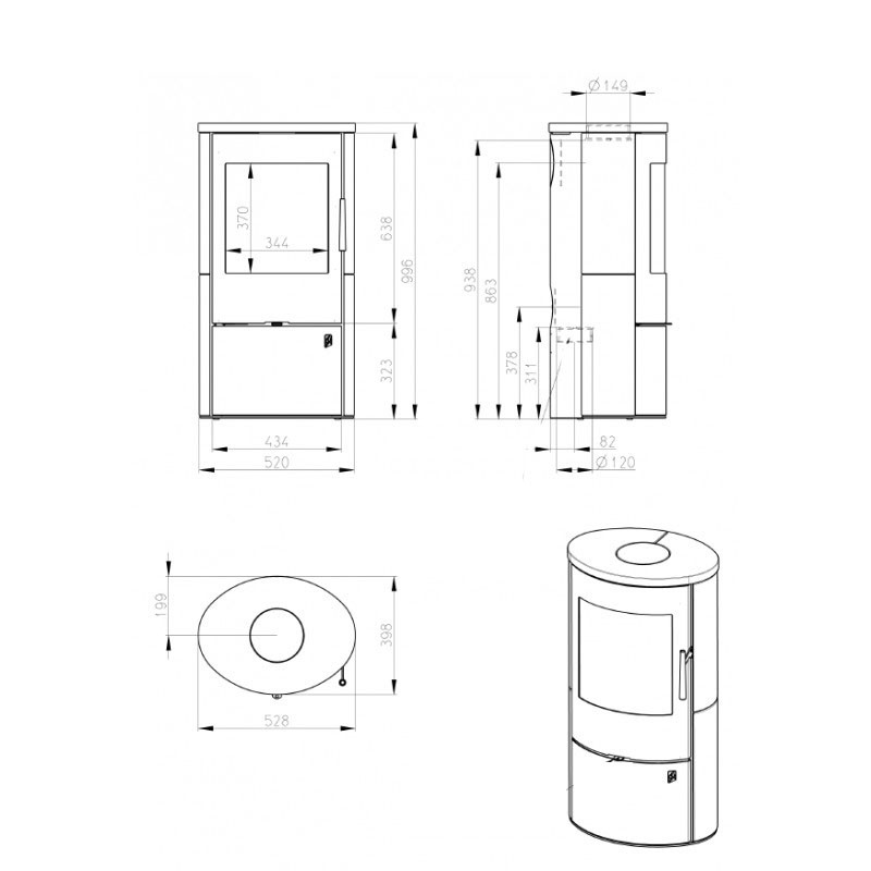 Poêle à bois EVORA 4KW