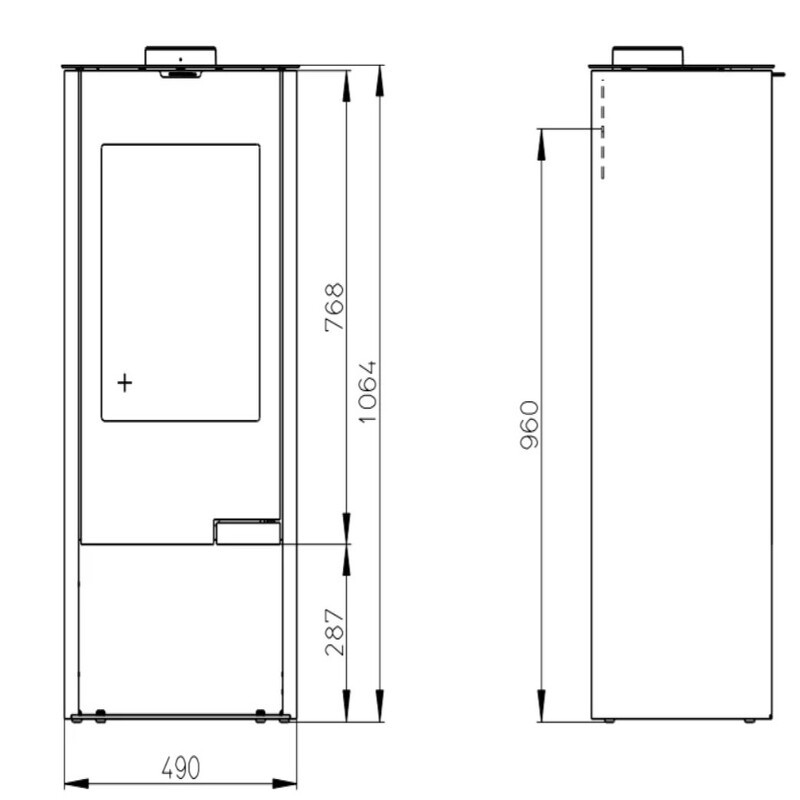 Poêle à bois TALA N à vitre plate 8KW