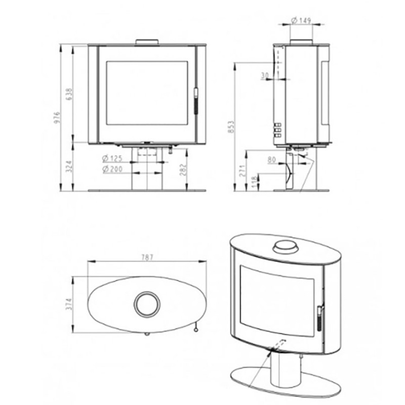 Poêle à bois STROMBOLI N24 pivotant 7KW