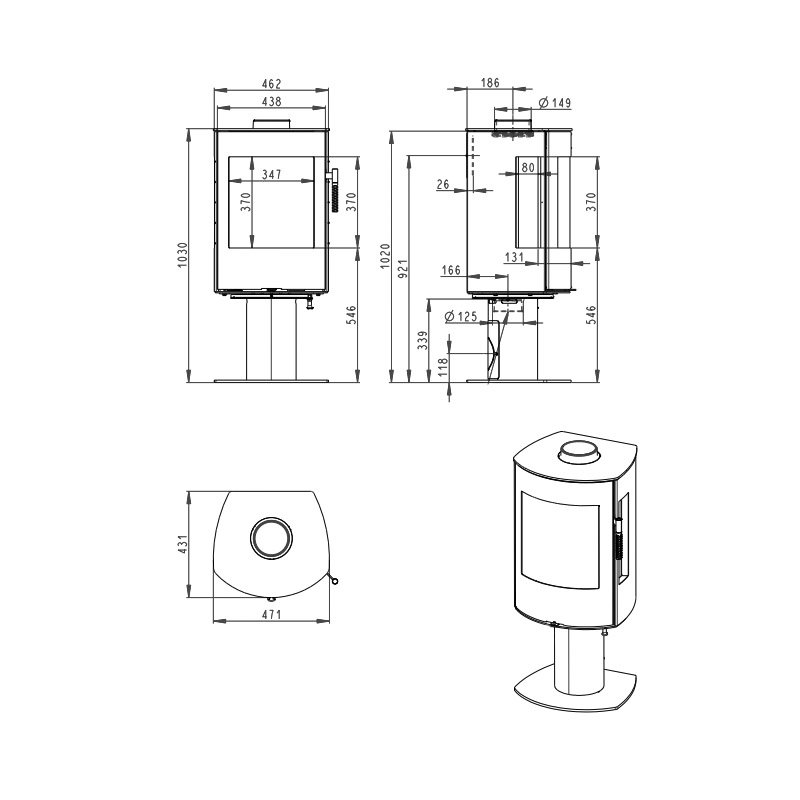 Poêle à bois SEIDO T pivotant 6KW